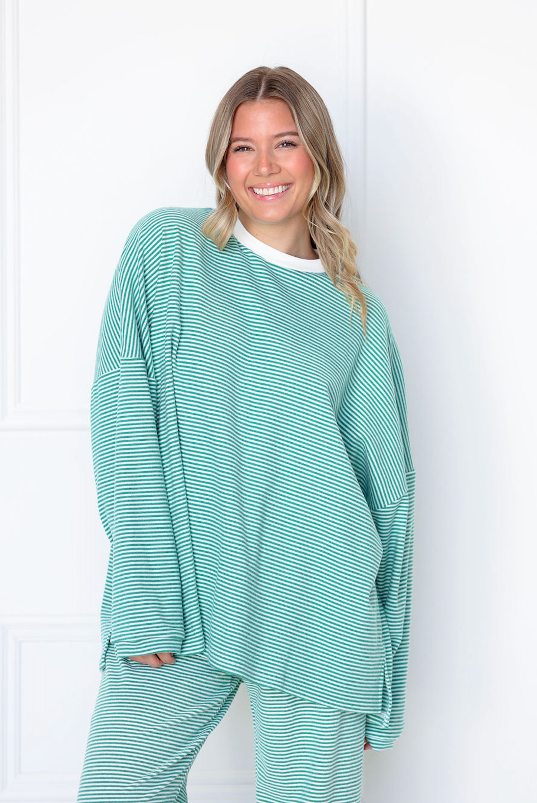 Striped Oversize Top Green
