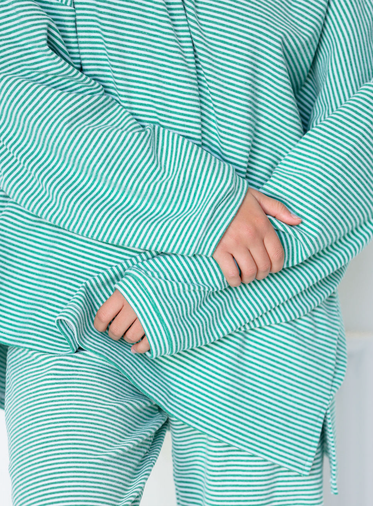 Striped Fleece Lounge Pants Green