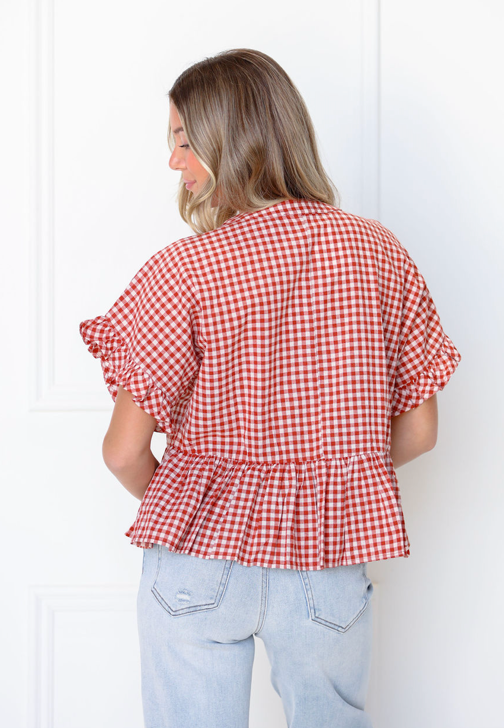 Saylor Gingham Ruffle Top