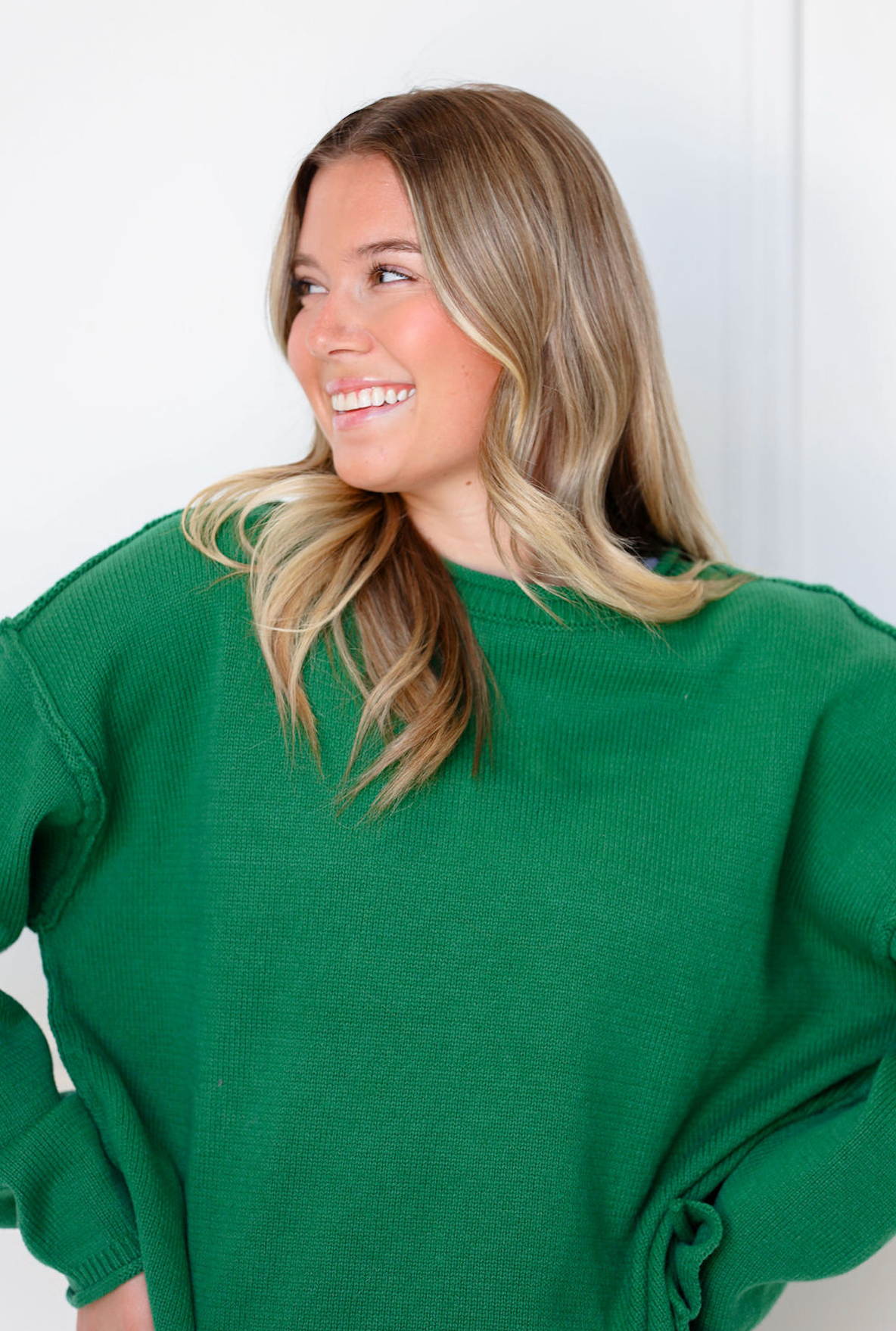 Inside Out Roll Neck Pullover Sweater Green