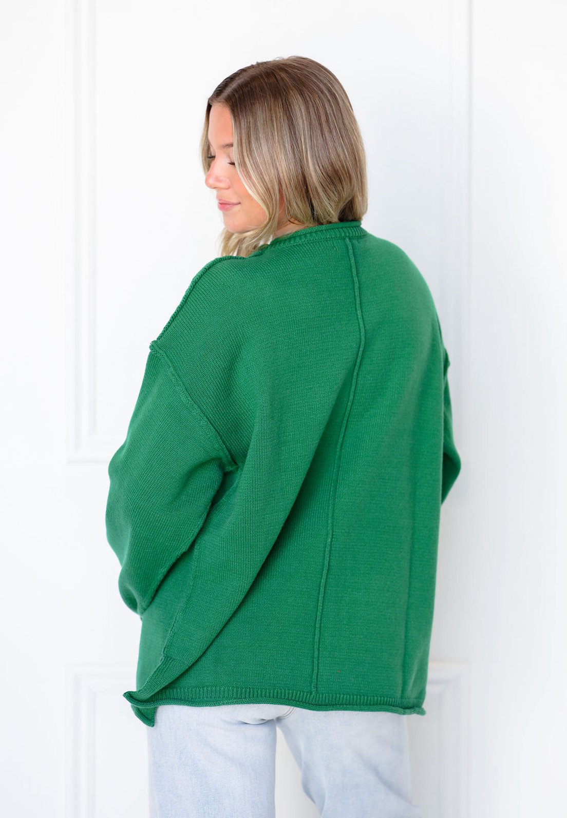 Inside Out Roll Neck Pullover Sweater Green