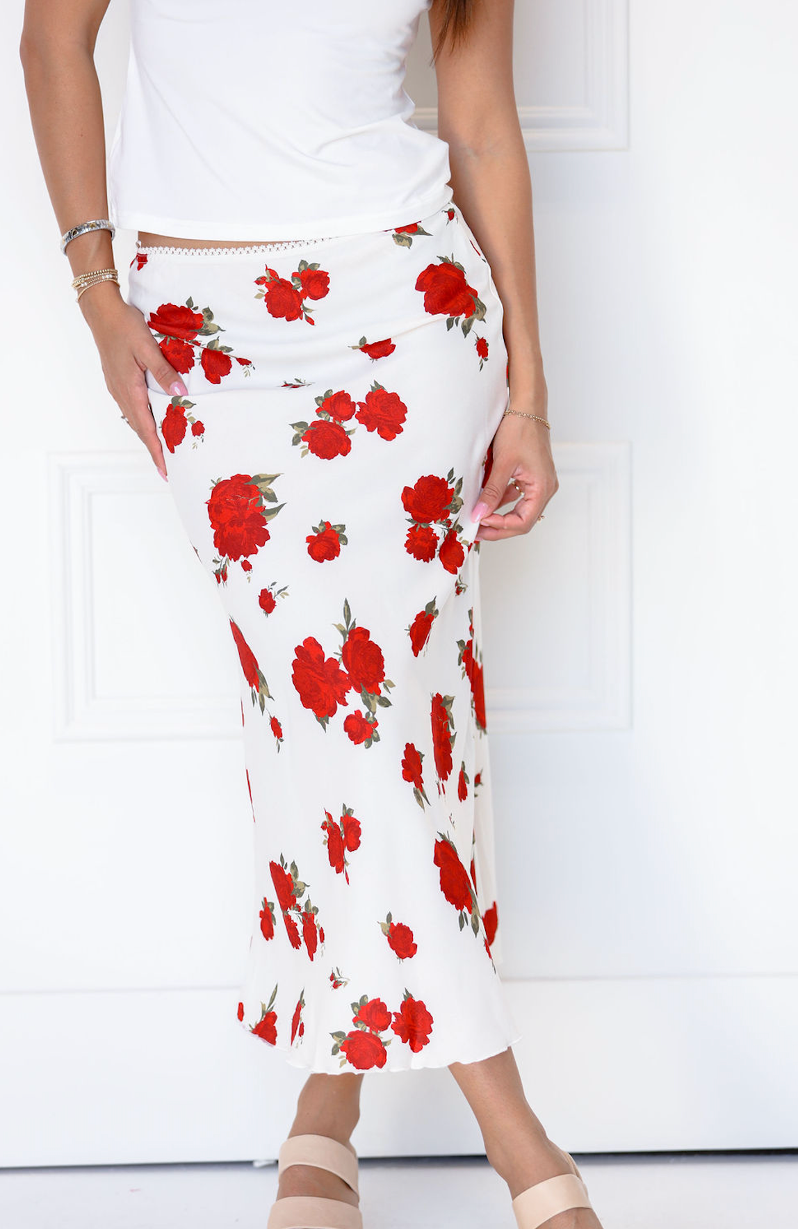 Romantic Rose Midi Skirt