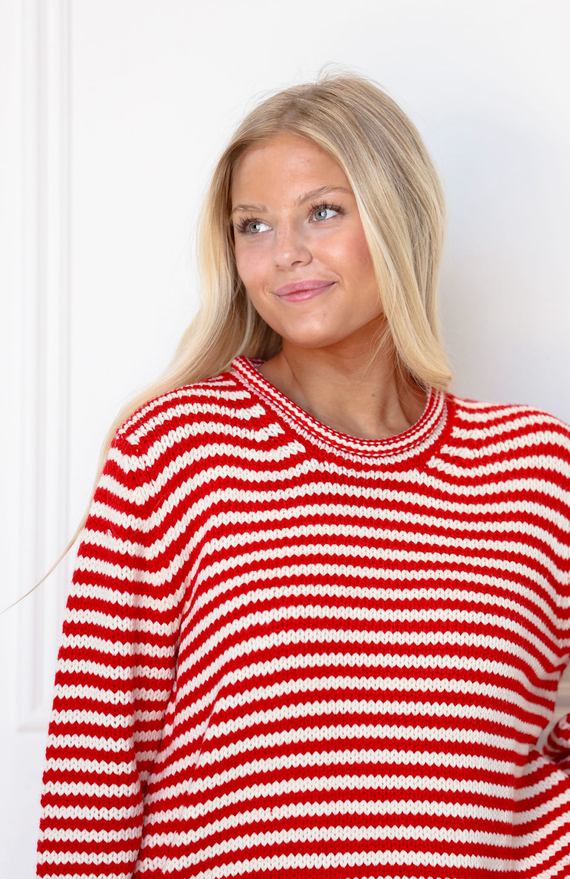 Everyday Cozy Stripe Knit Sweater Red