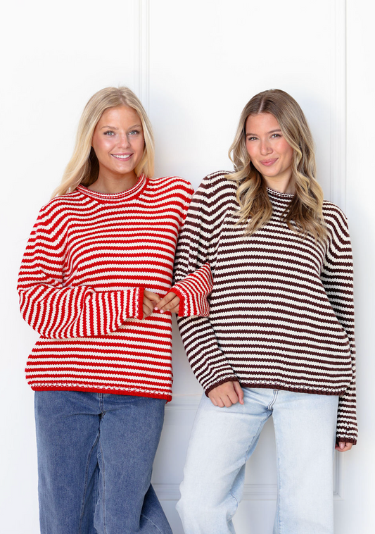 Everyday Cozy Stripe Knit Sweater Brown