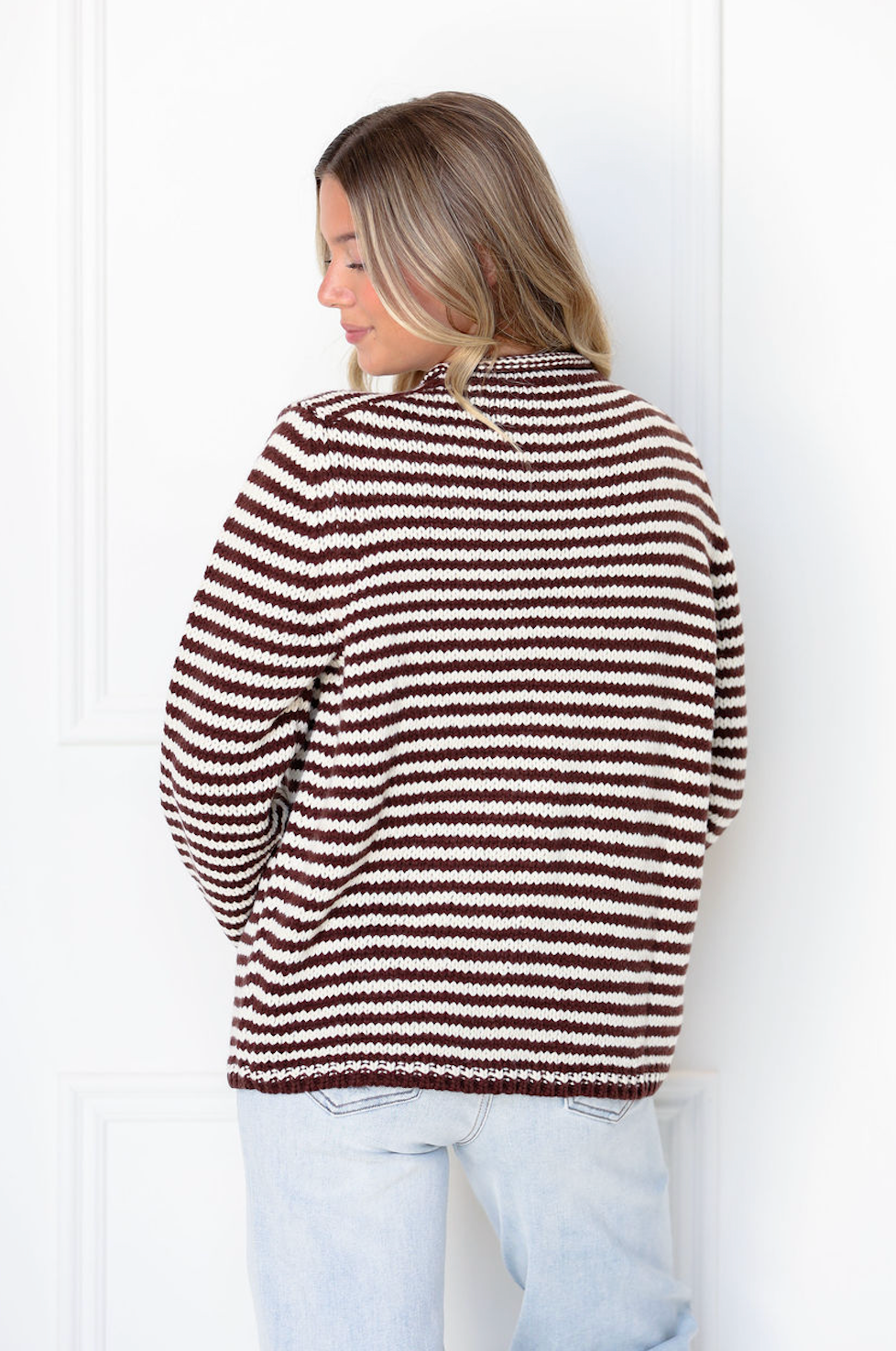 Everyday Cozy Stripe Knit Sweater Brown