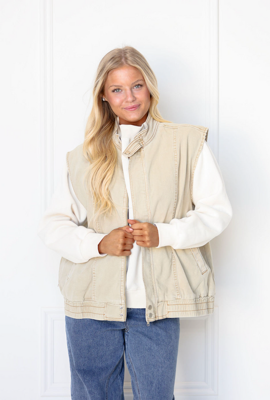 Sandstone Snap Button Vest