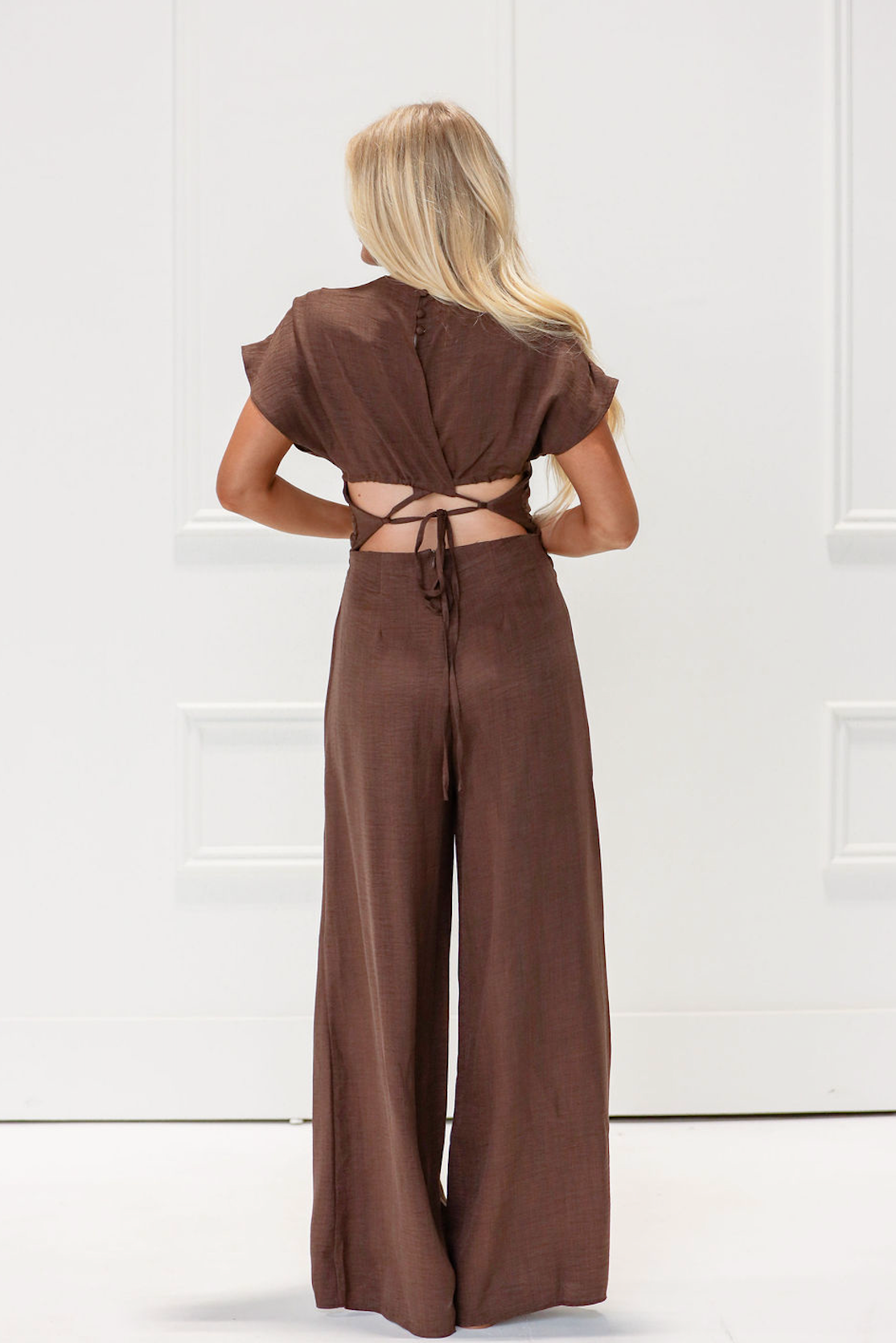 Brown Mock Neck Jumpsuit