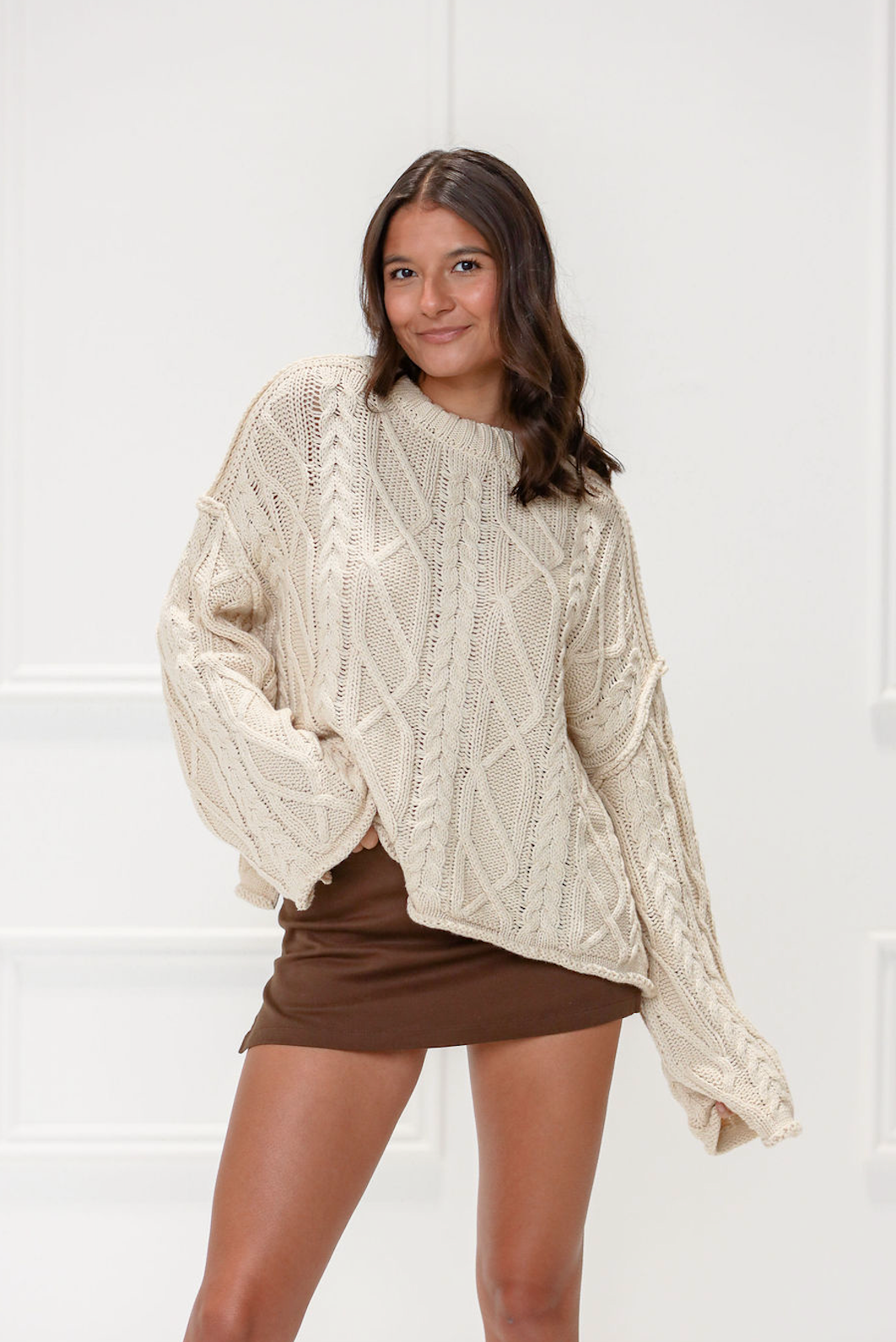 Cream Cable Knit Sweater