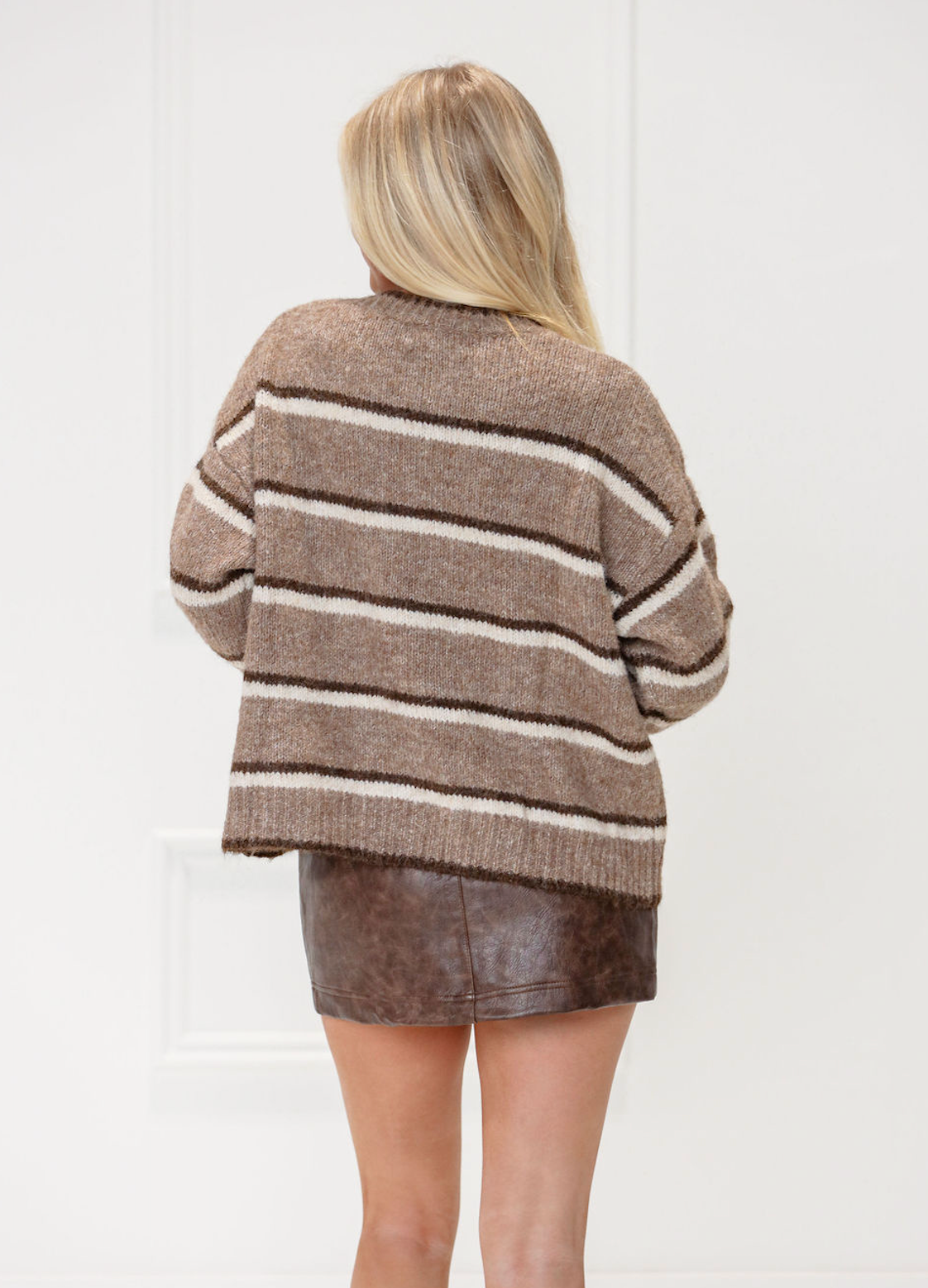 Light Brown Stripe Combo Sweater