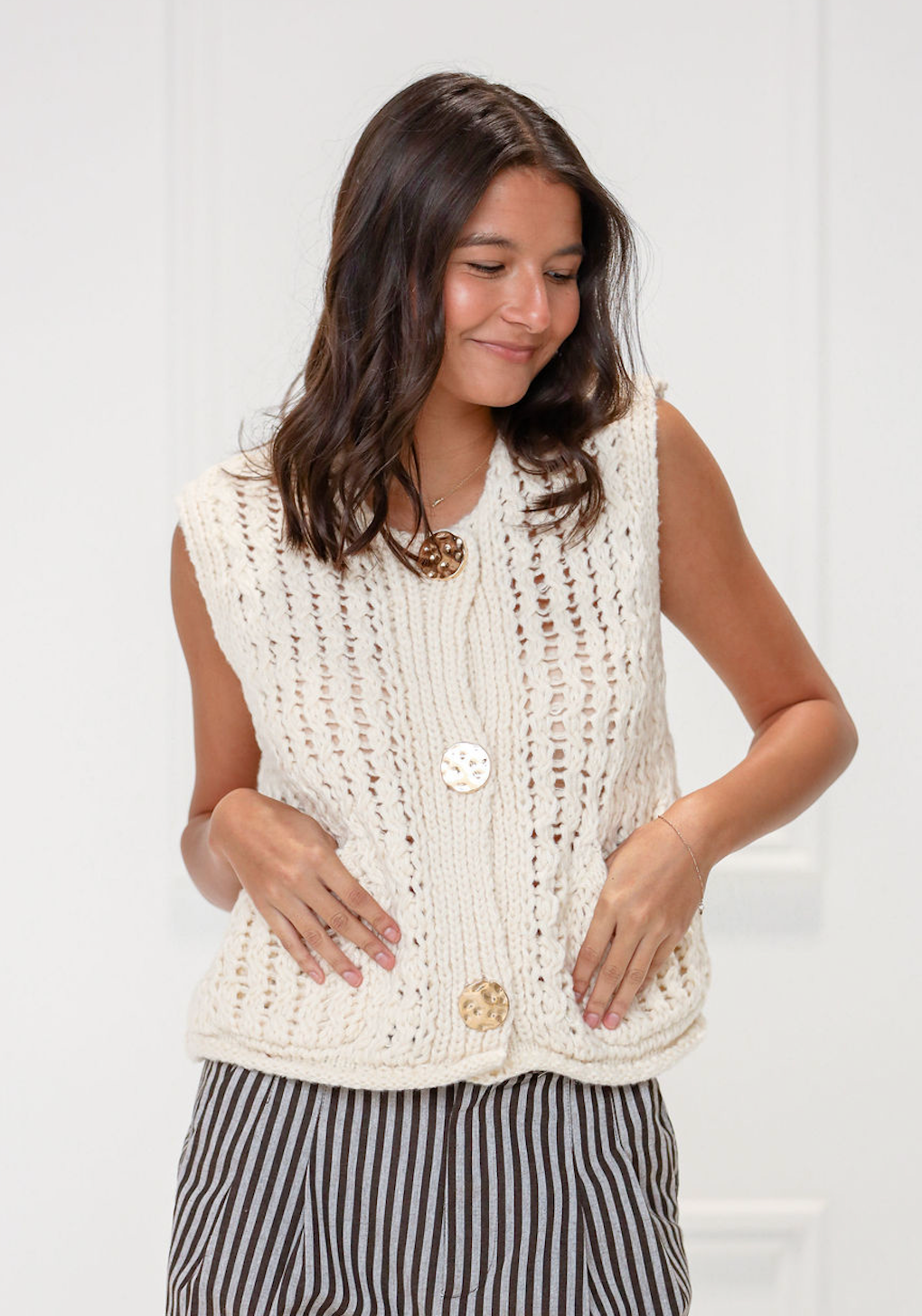 Cream Chunky Knit Vest