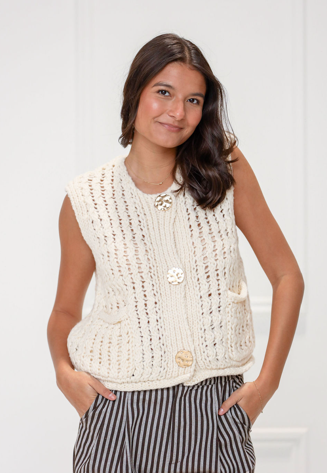 Cream Chunky Knit Vest