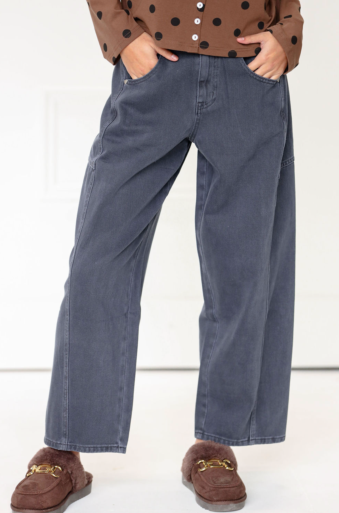 Black Denim Barrel Jeans
