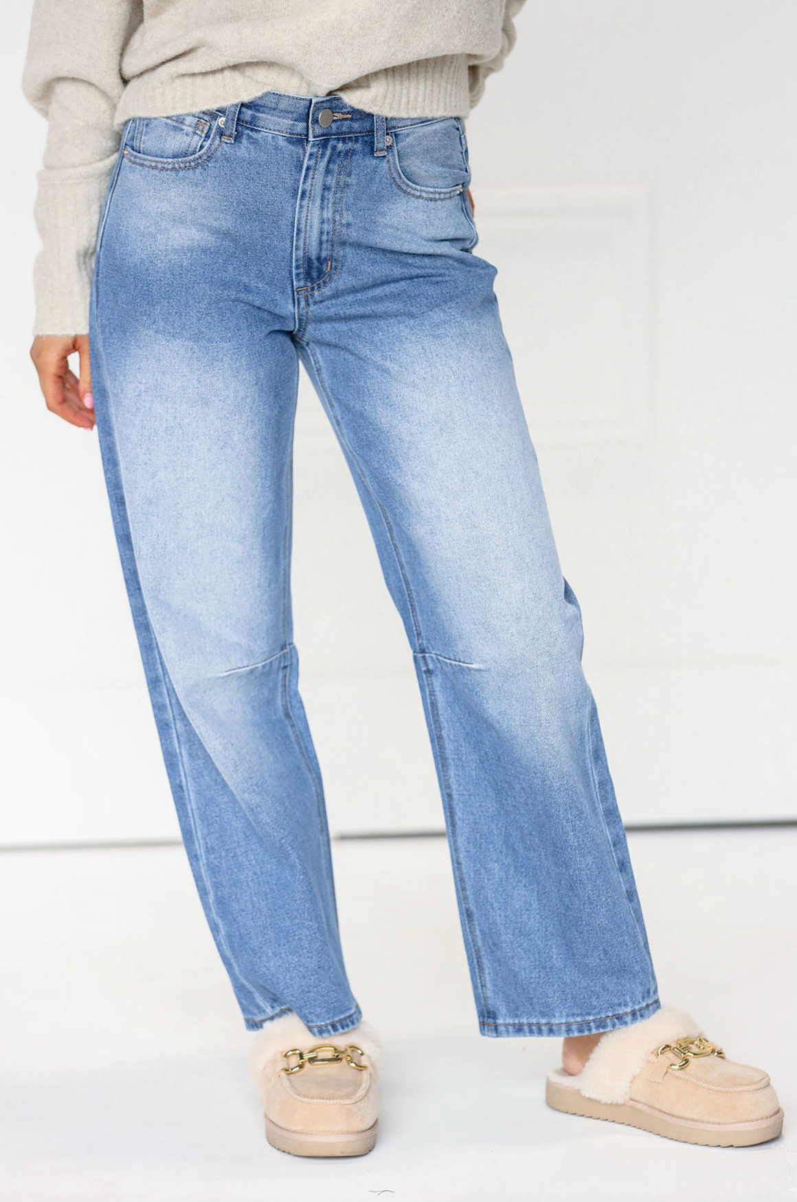 Denim Barrel Leg Pants