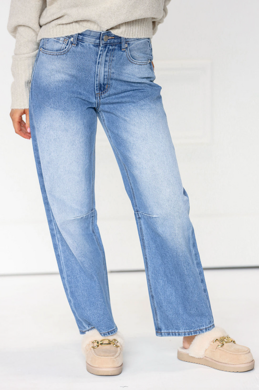 Denim Barrel Leg Pants