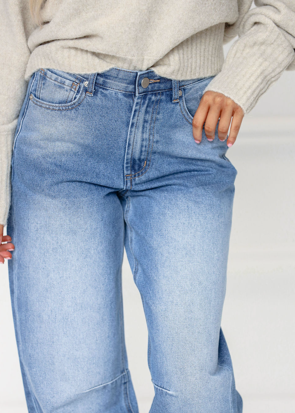 Denim Barrel Leg Pants