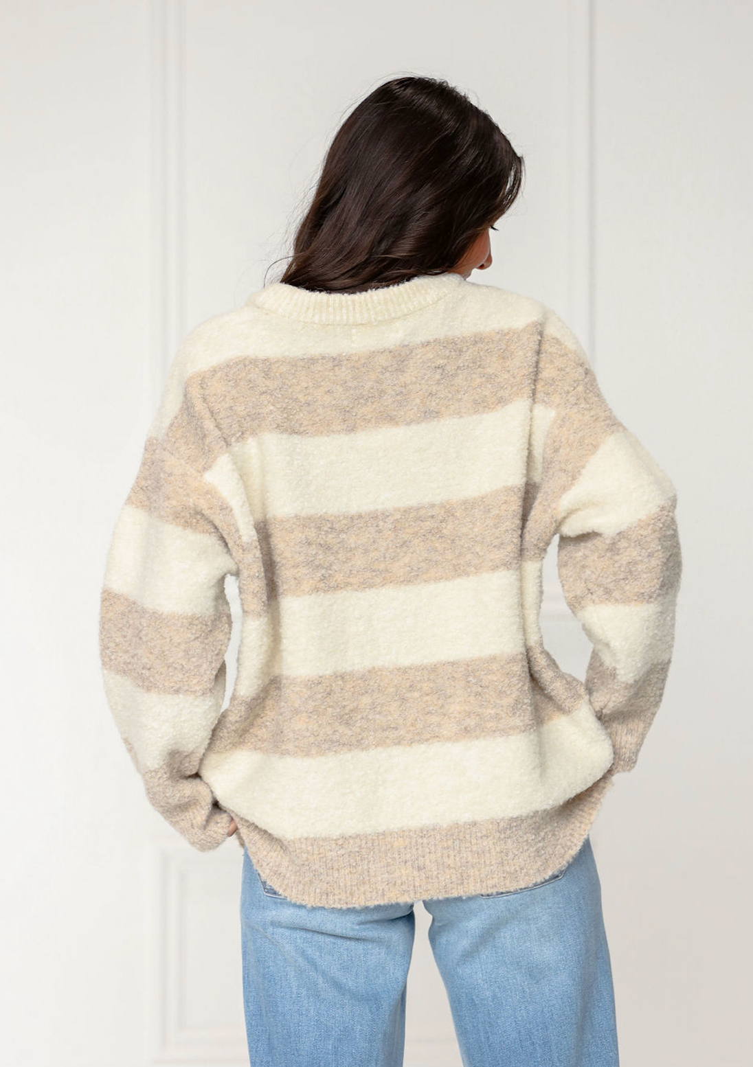 Olsen Stripe Sweater Cream/Taupe