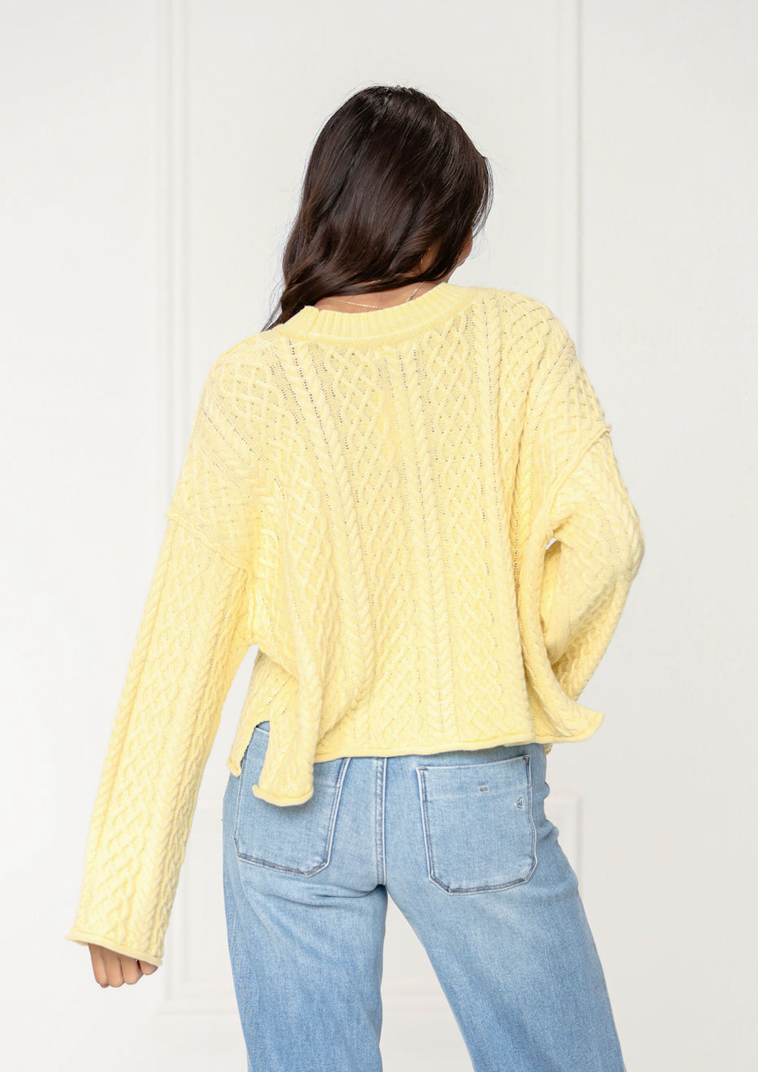 Butter Cropped Cable Knit Pullover