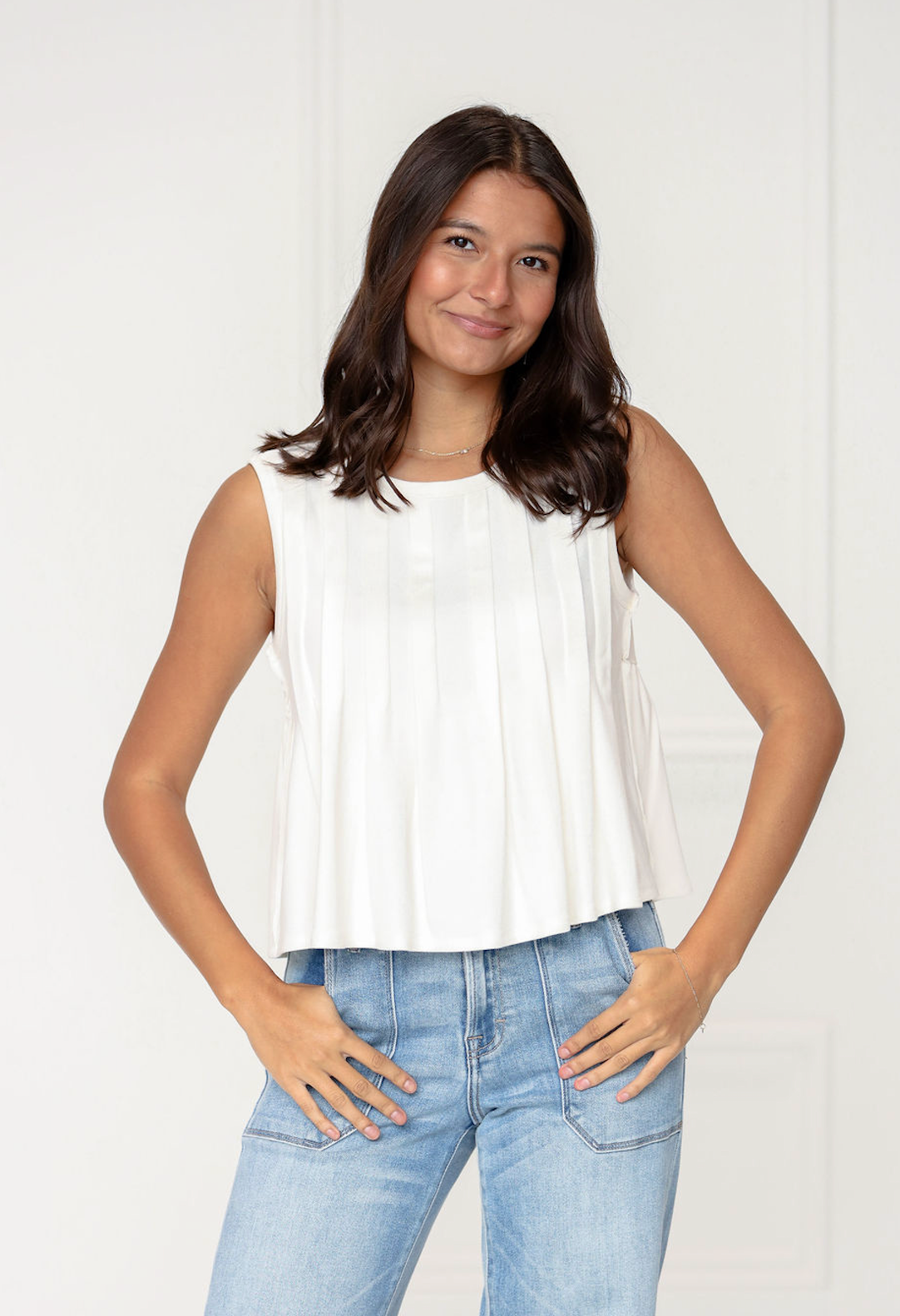 Aura Pleated Front Top Cream