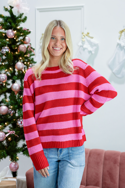 Striped Sweater Pink/Red