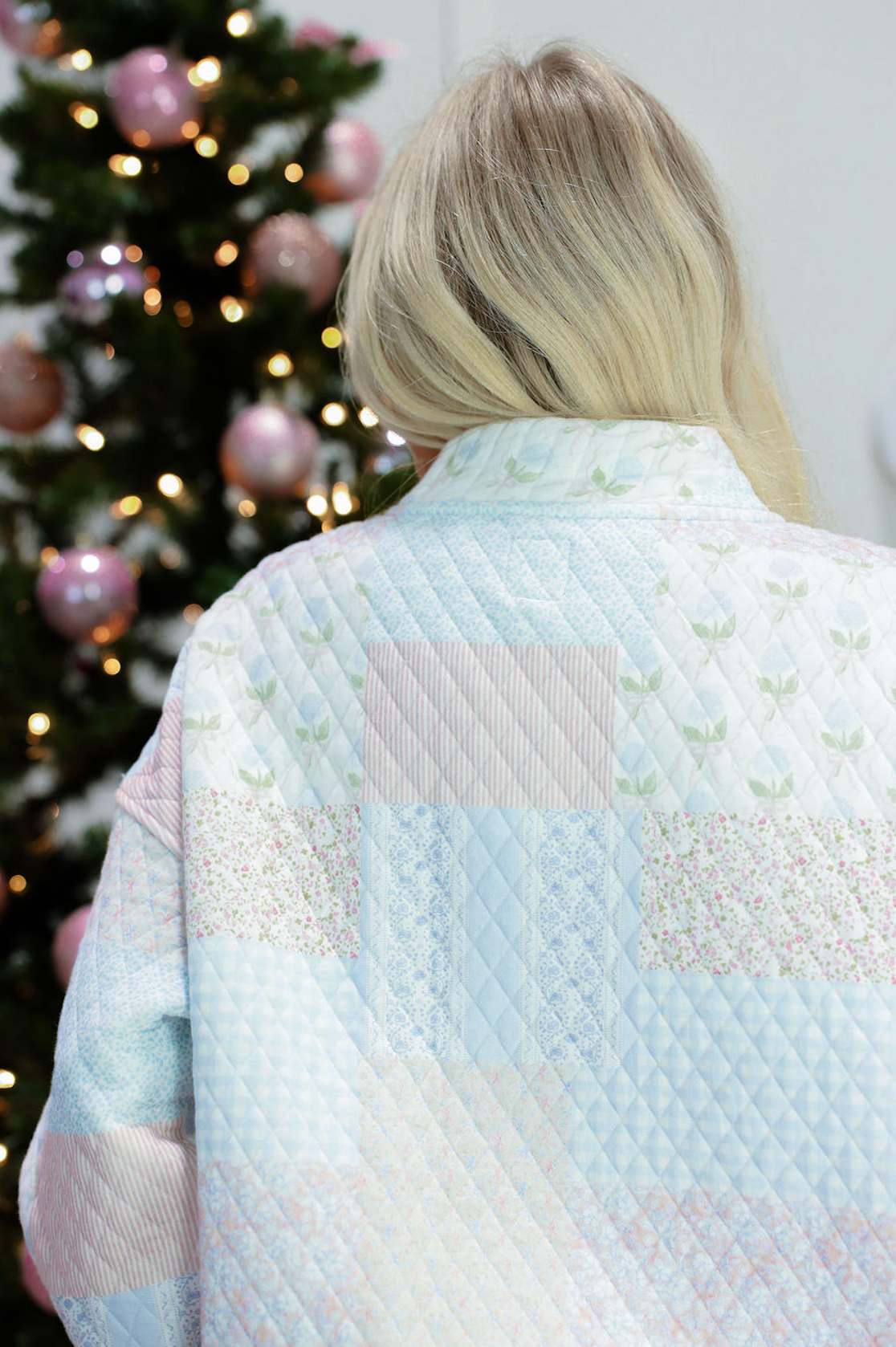 Shades of Blue Patchwork Mock Sweatshirt