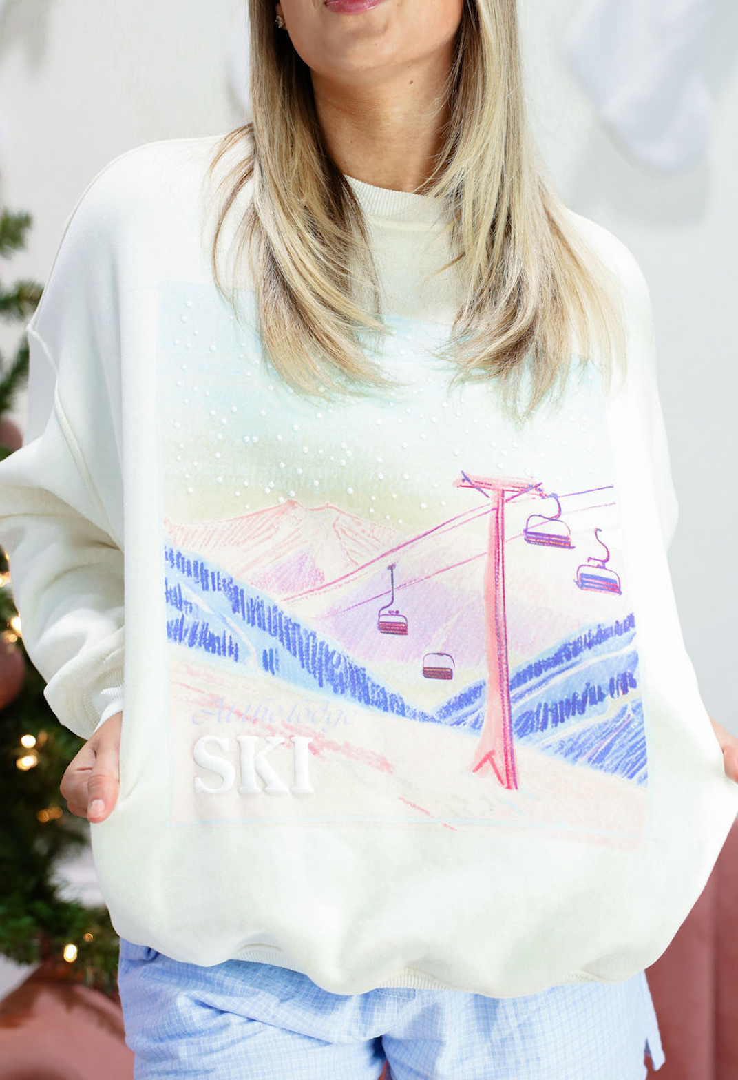 Ski Lodge Puff Print Sweatshirt
