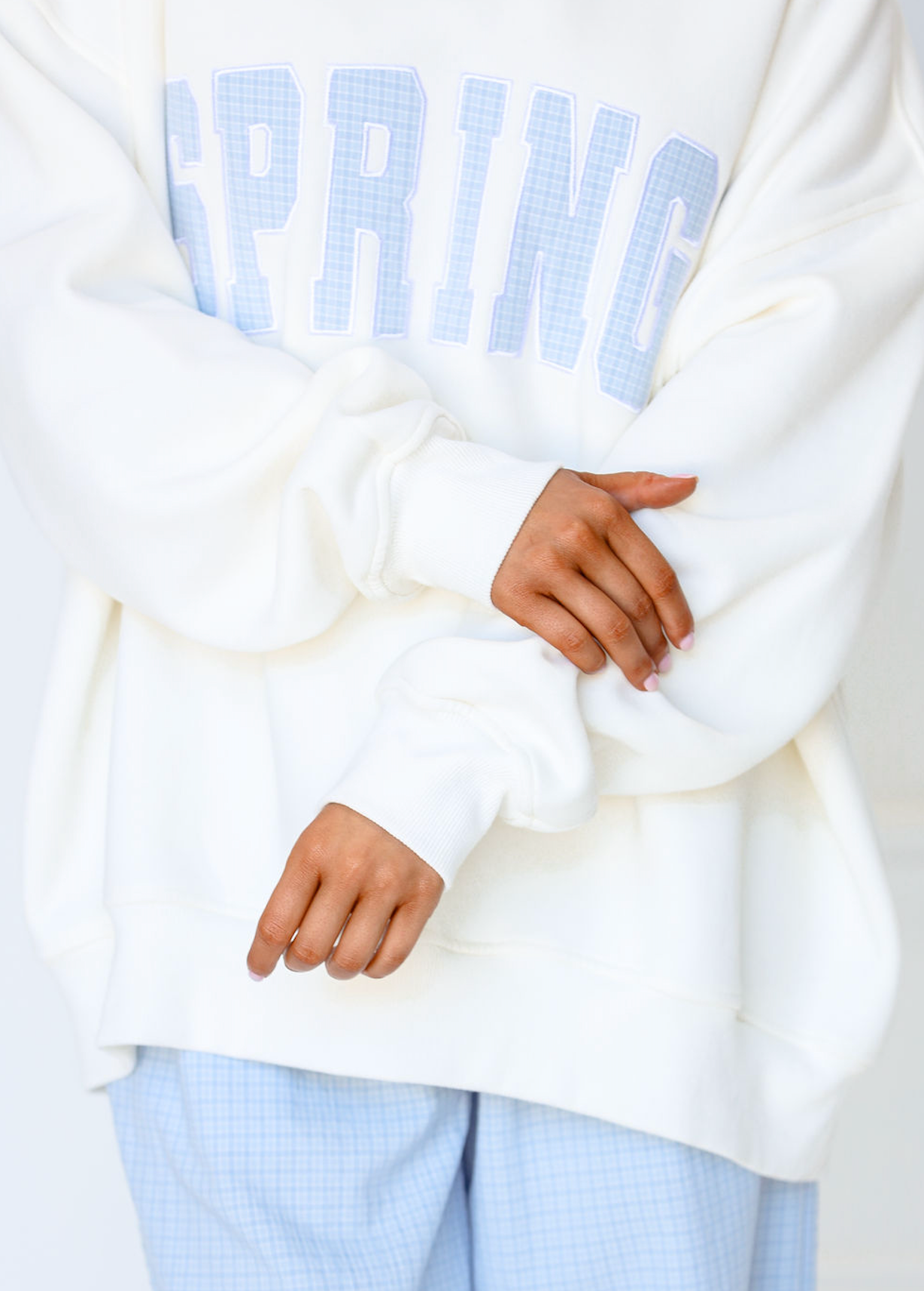 Springy Blue Gingham Sweatshirt