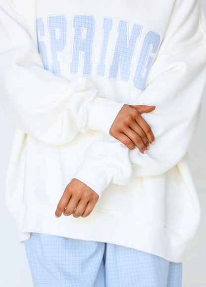 Springy Blue Gingham Sweatshirt - Clothe Boutique