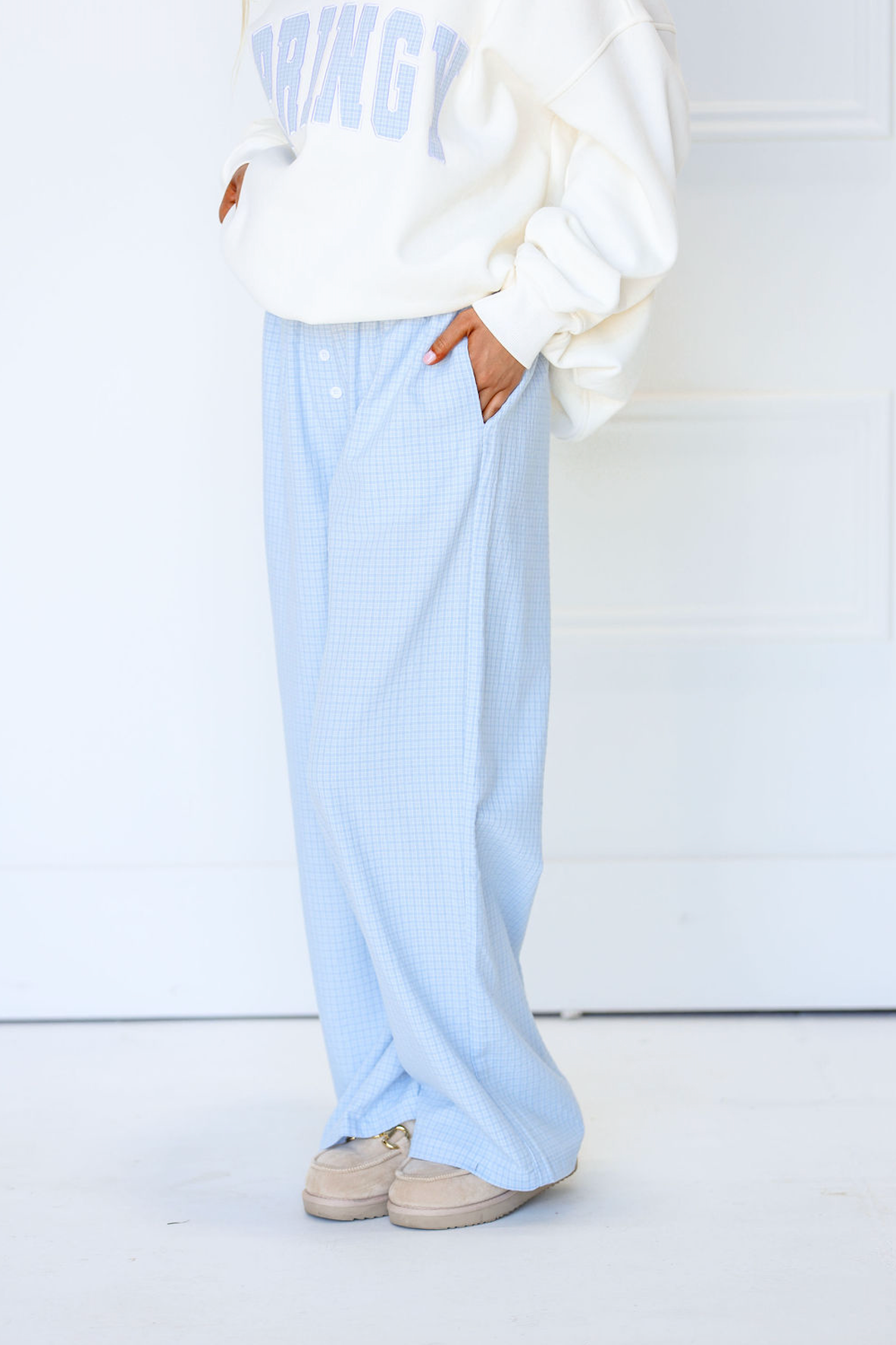 Blue Gingham Boxer Pants