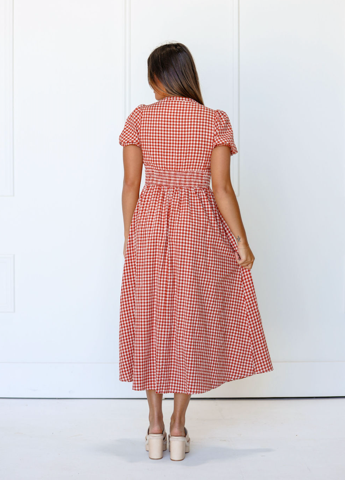 Sayler Gingham Bodice Dress Red