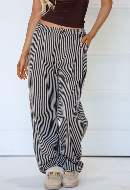 Chocolate Stripe Pants - Clothe Boutique