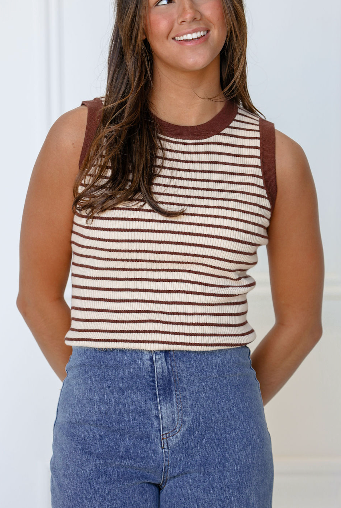 Brown Stripe Tank Top