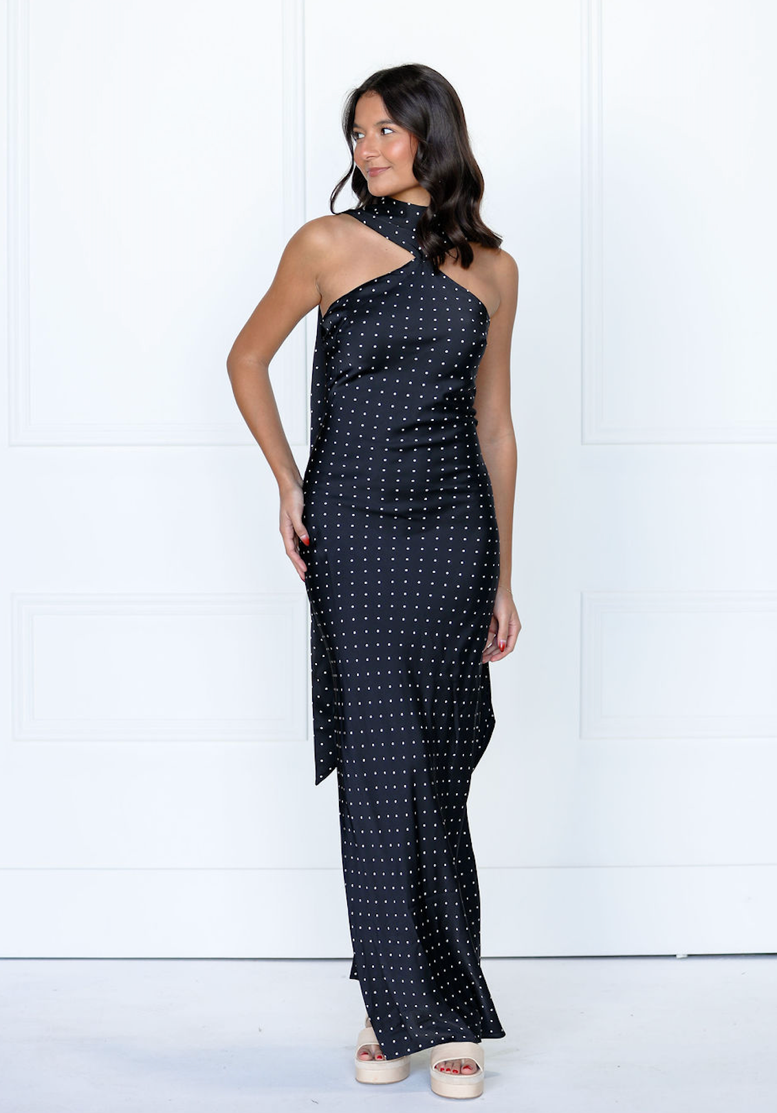 Magdalena Polka Dot Halter Maxi