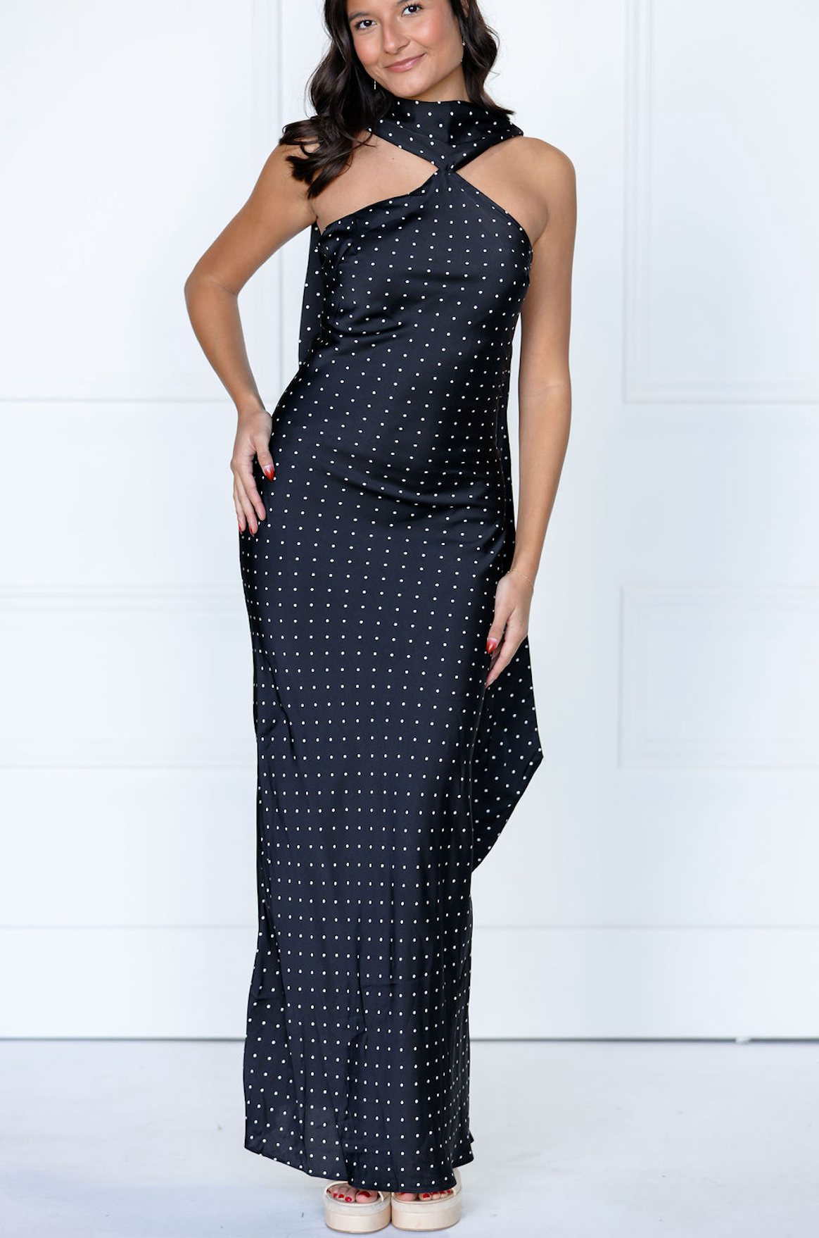 Magdalena Polka Dot Halter Maxi