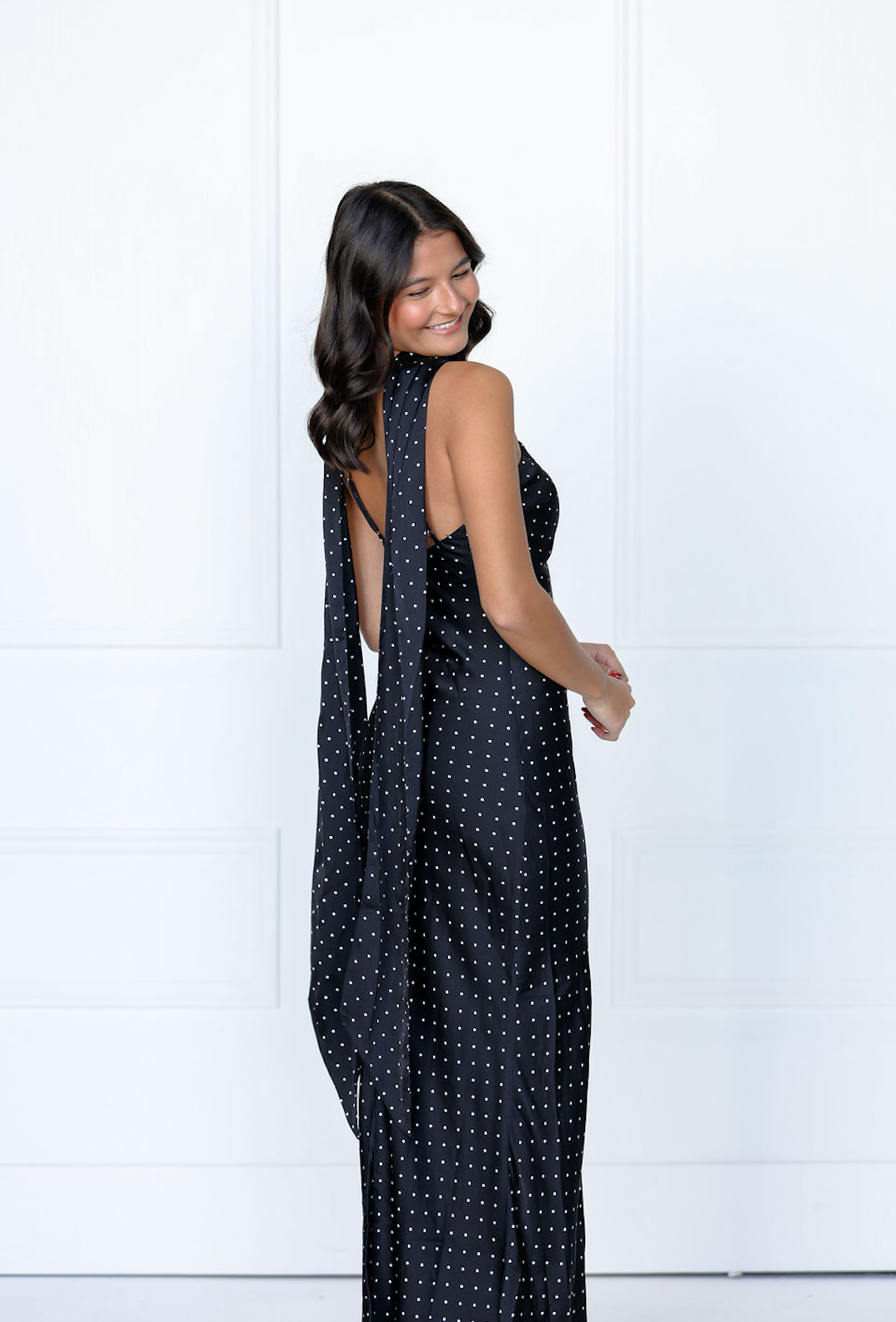 Magdalena Polka Dot Halter Maxi