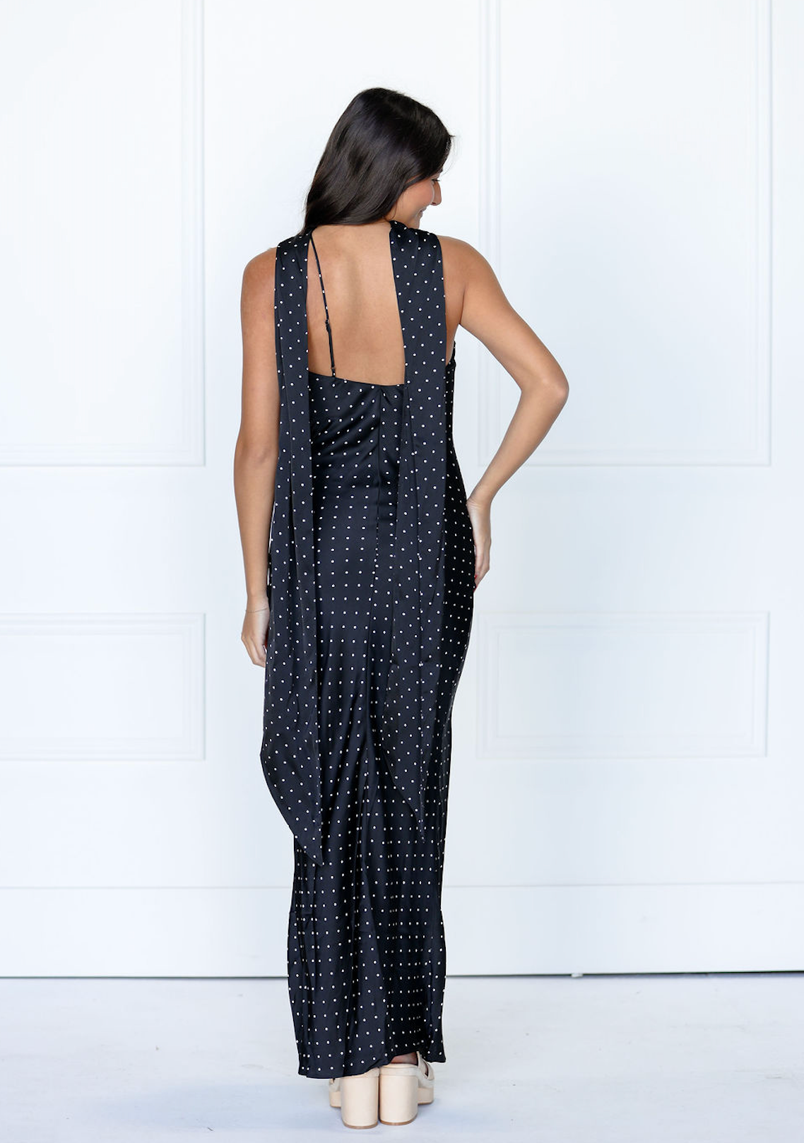Magdalena Polka Dot Halter Maxi