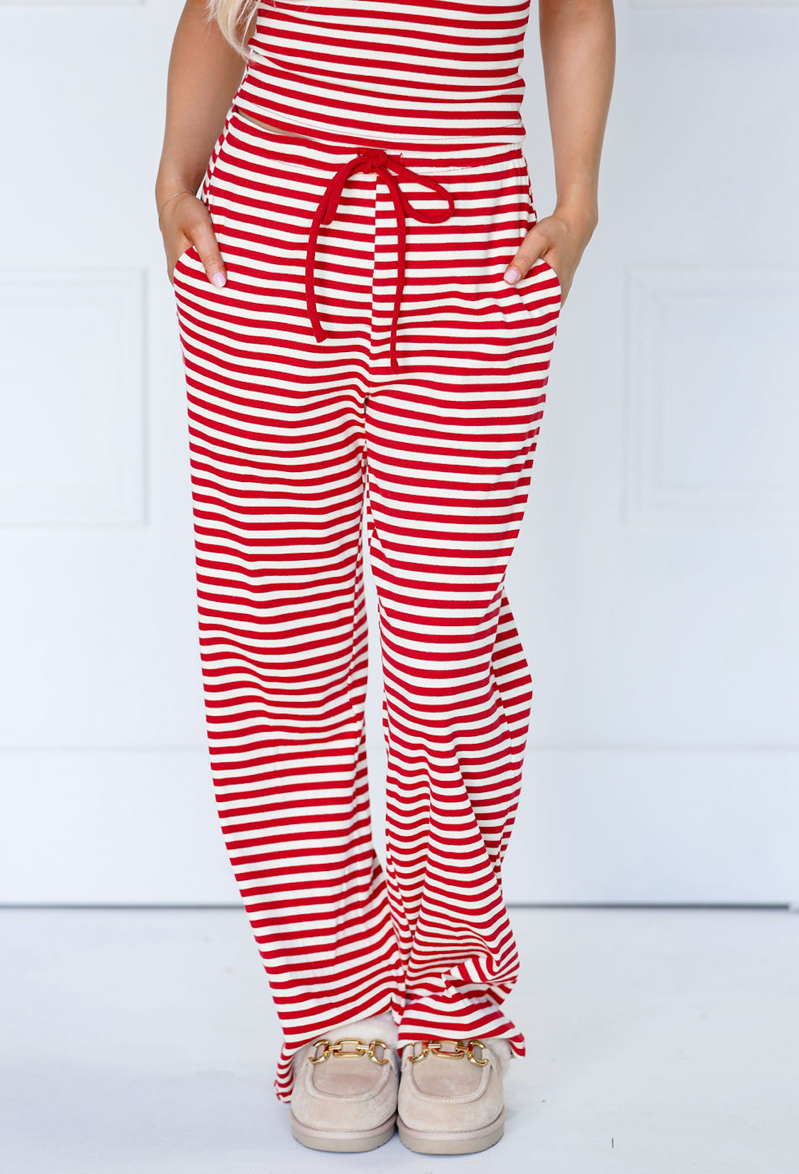 Striped Snap Button Tee & Pants Set Of 2