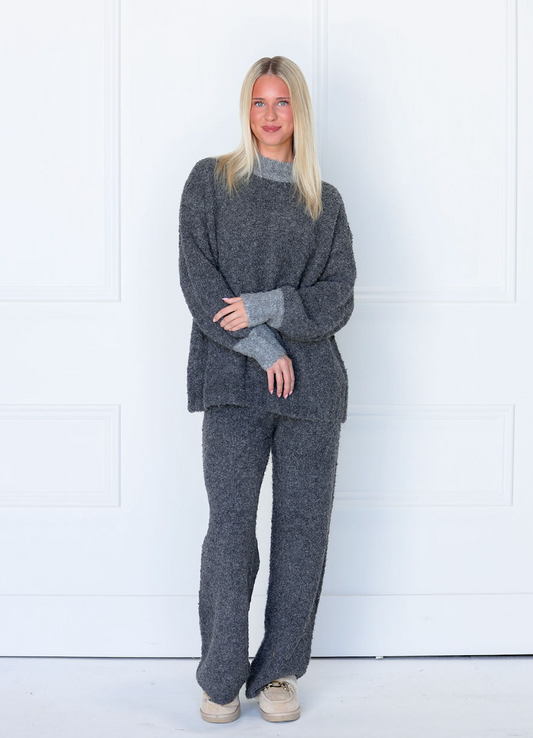 Charcoal Fuzzy Lounge Pants Set of 2