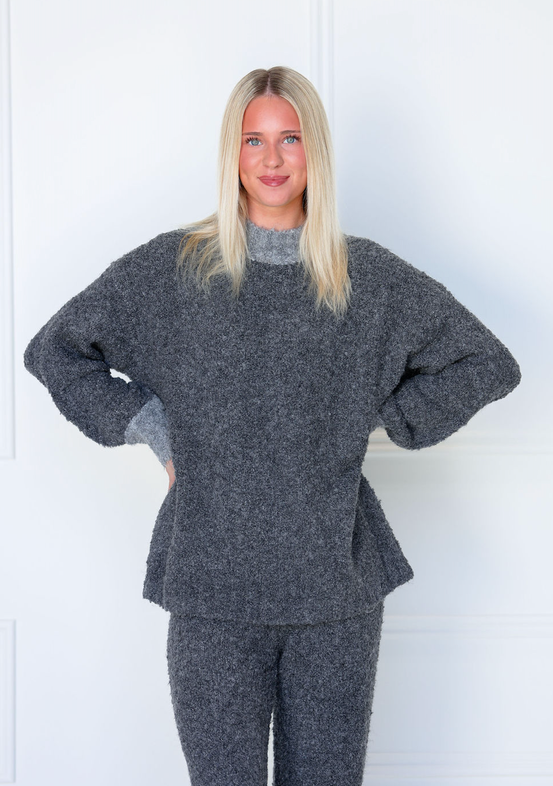 Charcoal Fuzzy Lounge Pants Set of 2