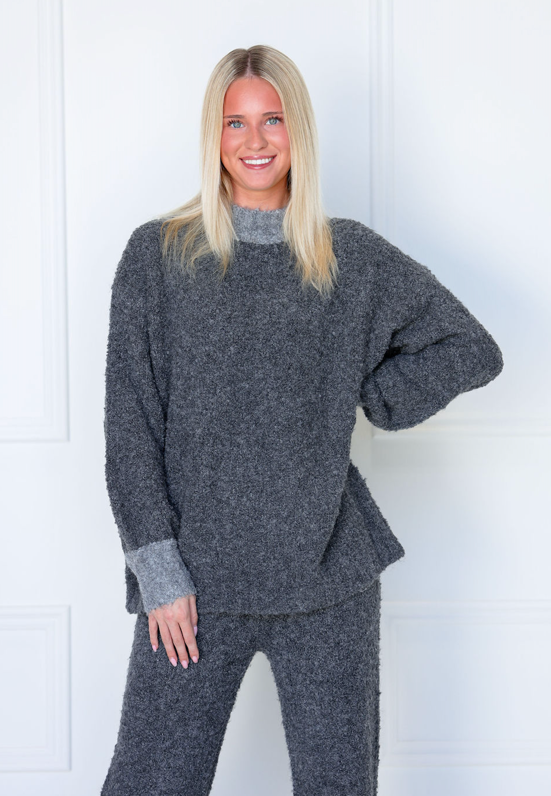 Charcoal Fuzzy Lounge Pants Set of 2