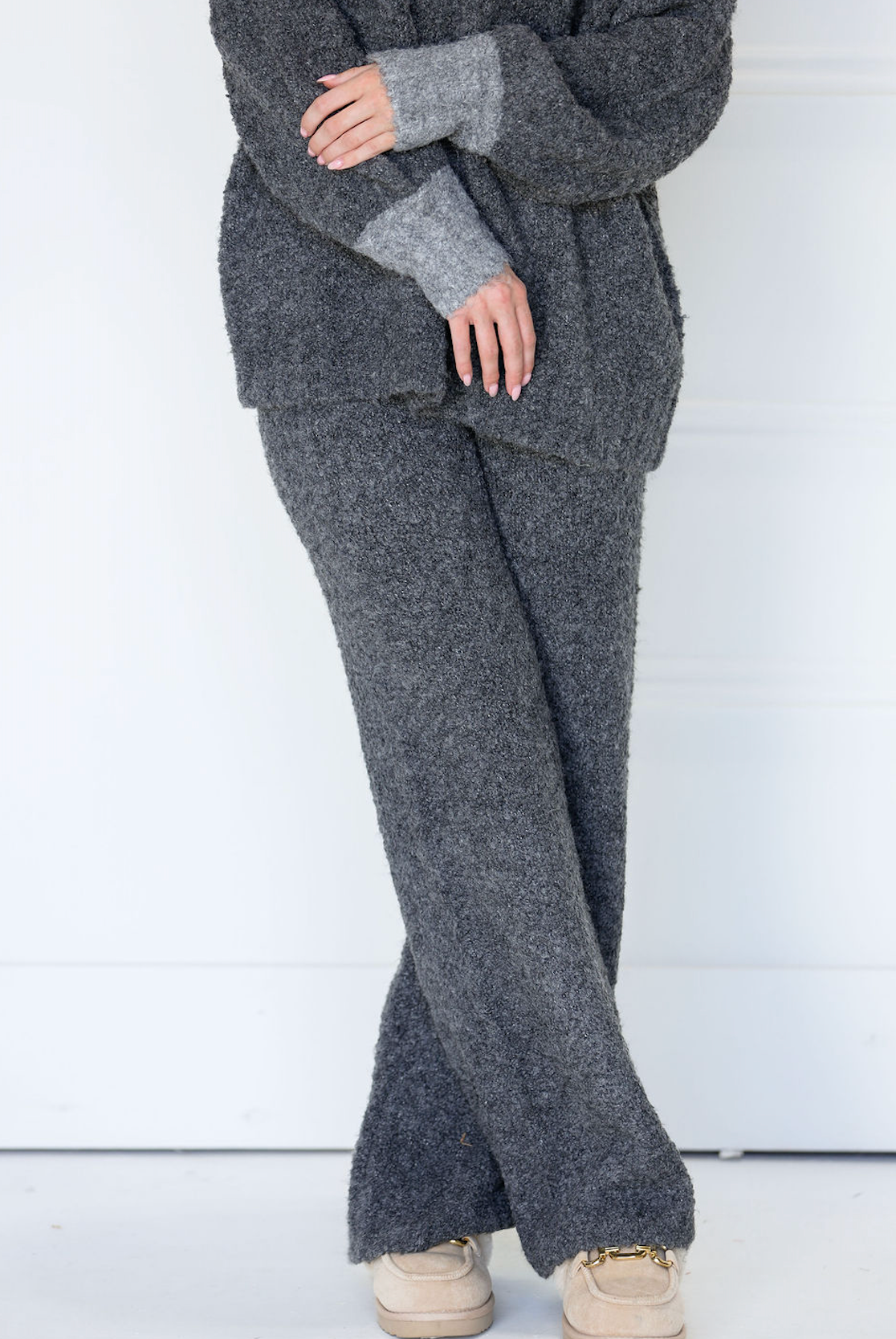 Charcoal Fuzzy Lounge Pants Set of 2
