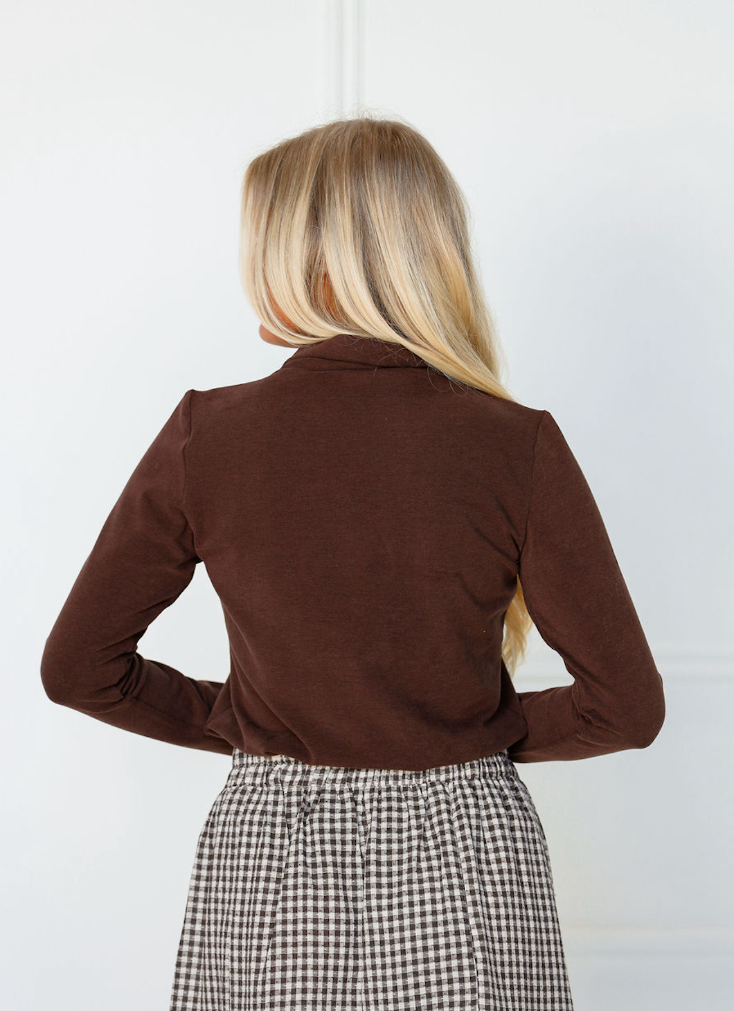 Mock Neck Long Sleeve Top Chocolate