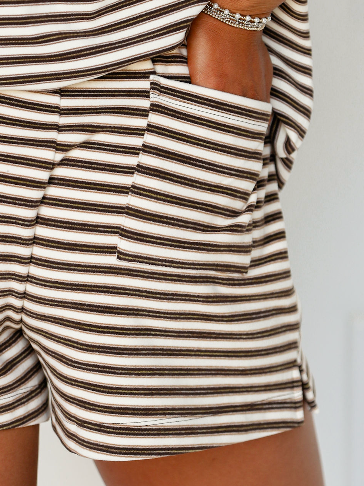 Striped Fleece Shorts Chocolate