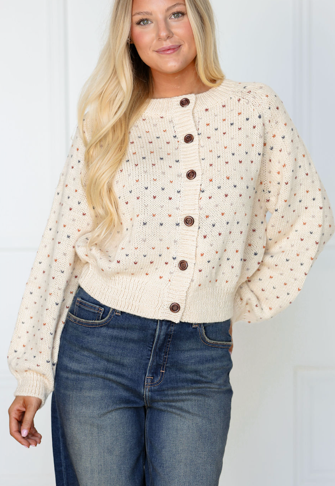 Multi Color Dotted Cardigan