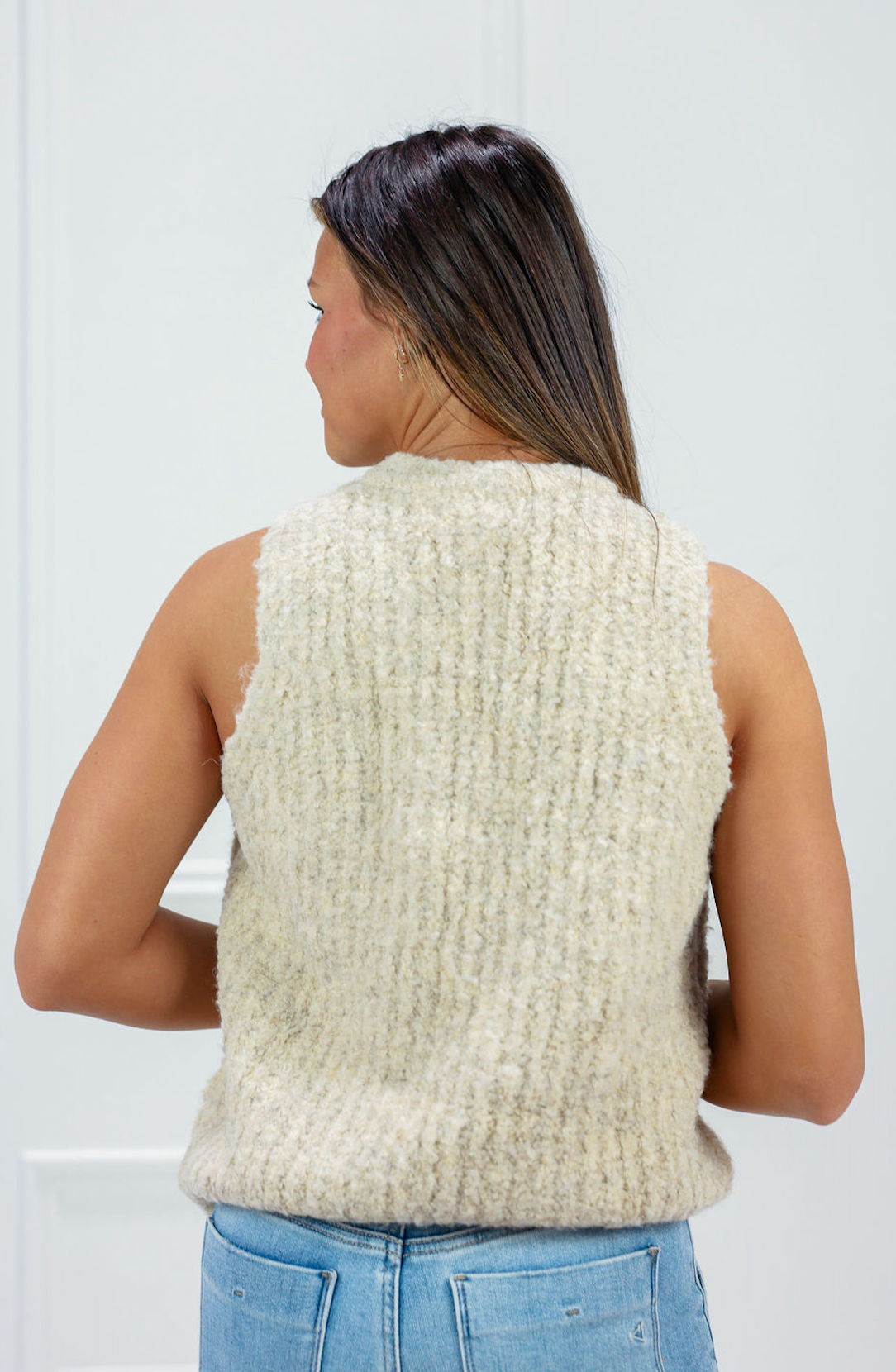Fuzzy Knit Vest Oat