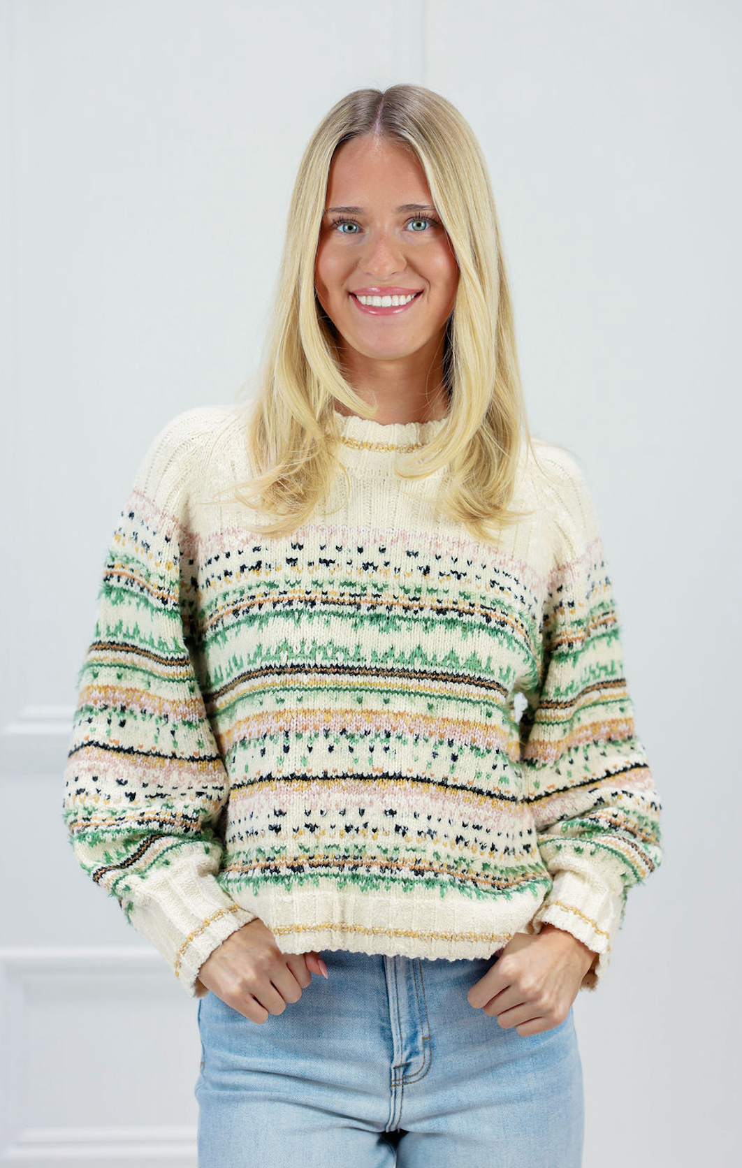 Lillian Green Multi Color Sweater