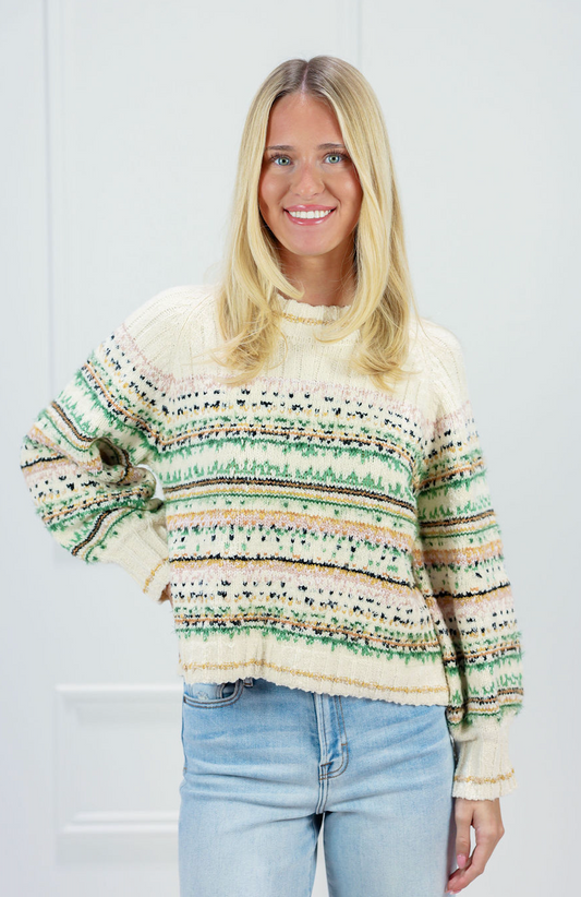 Lillian Green Multi Color Sweater