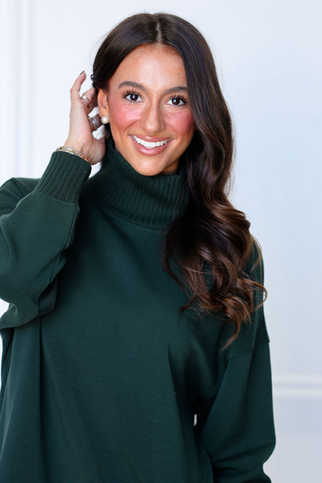 Mock Neck & Wide Pant Set of 2 Dark Green