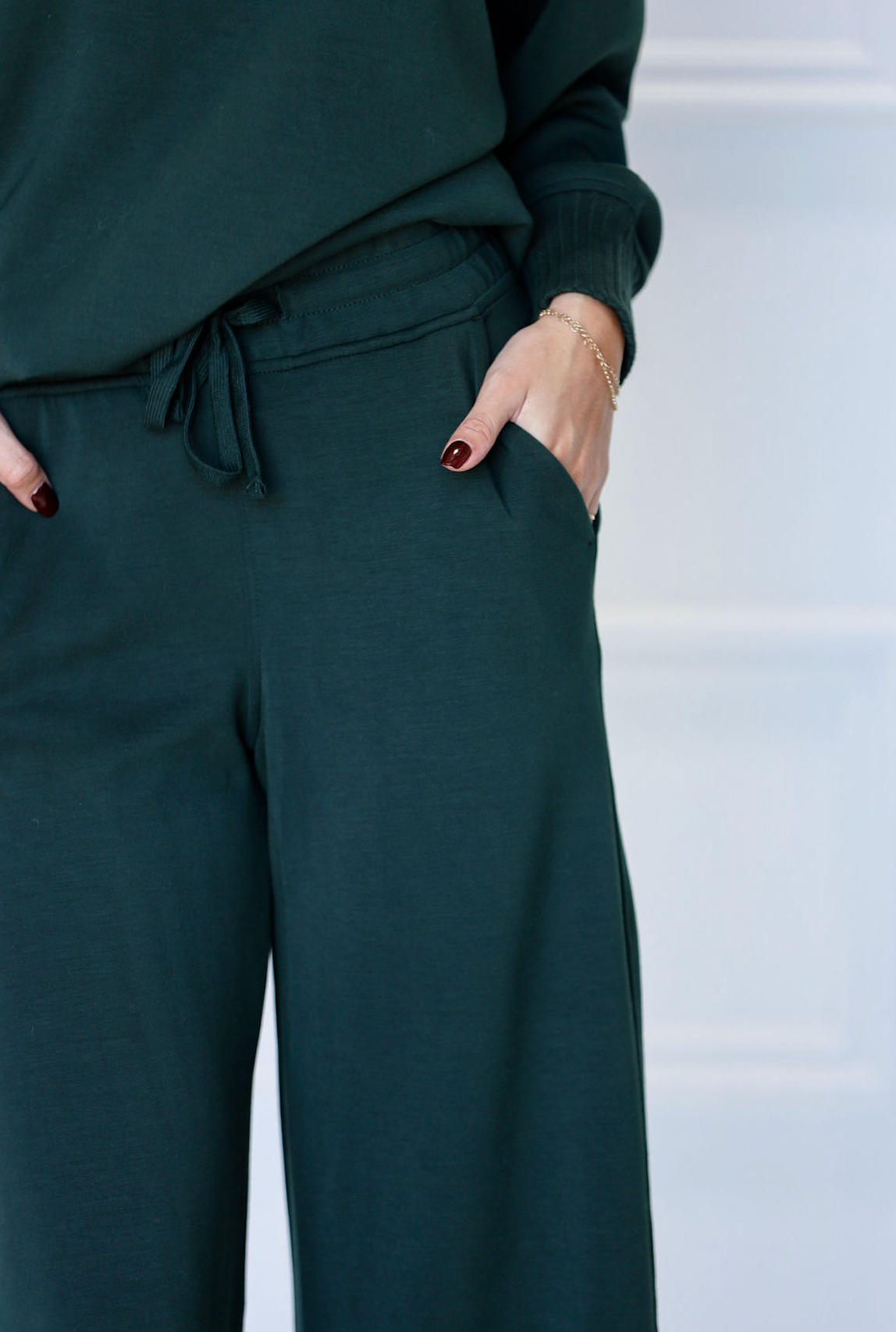 Mock Neck & Wide Pant Set of 2 Dark Green