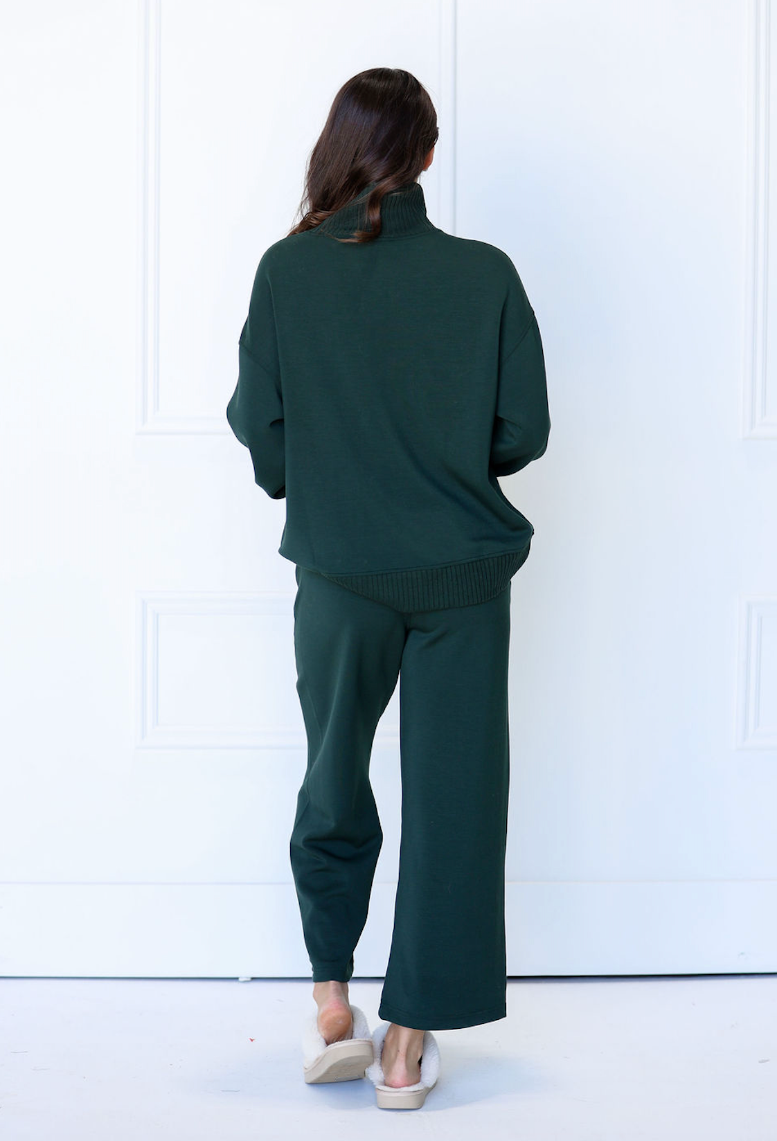 Mock Neck & Wide Pant Set of 2 Dark Green