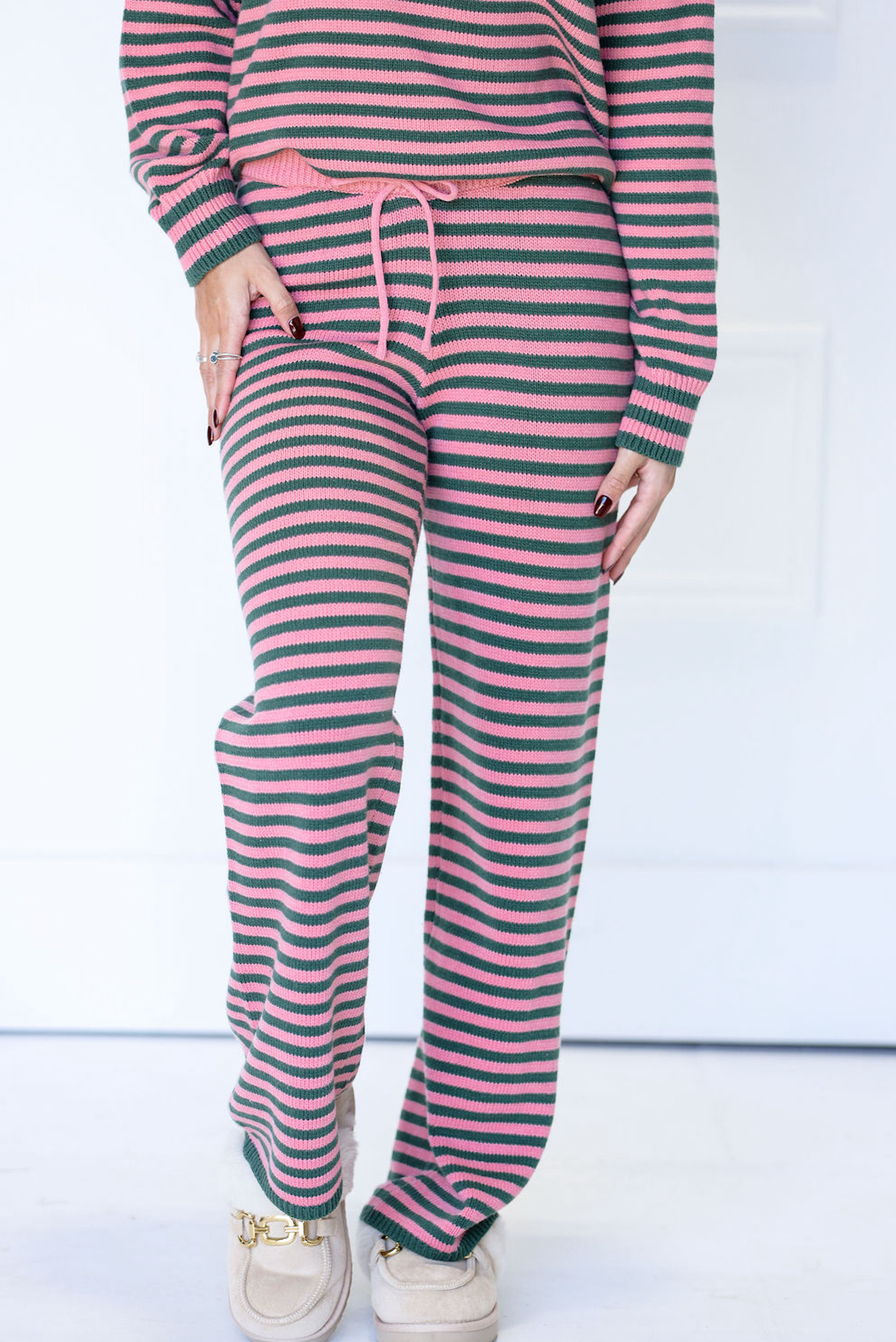 Green/Pink Stripe Sweater & Pants Set of 2